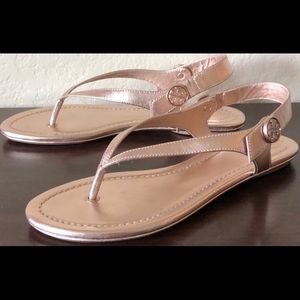 BNIB TORY BURCH “MINNIE” ROSE GOLD SANDALS THONG